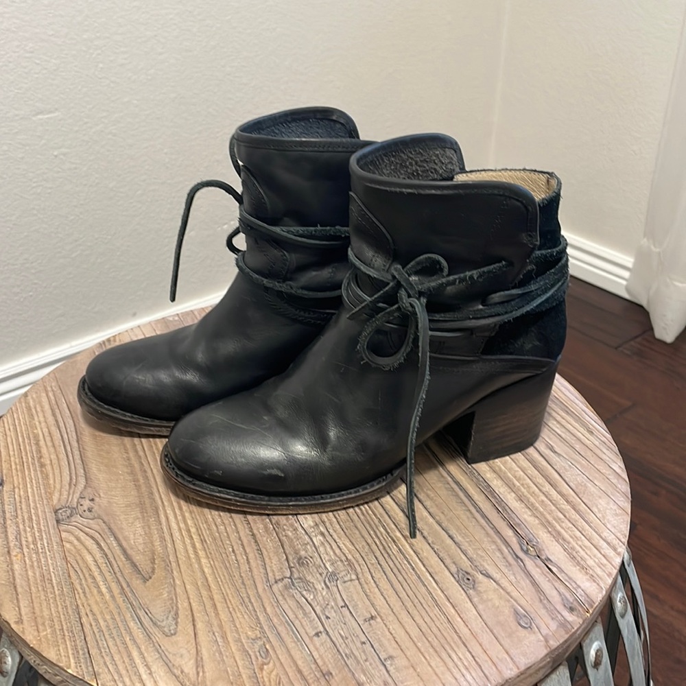 Freebird by Steven Charcoal Leather Ankle Booties